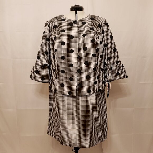 Danillo Black & White 2-PC Plaid & Polka Dot Dress Suit, Size 18W - Picture 3 of 11